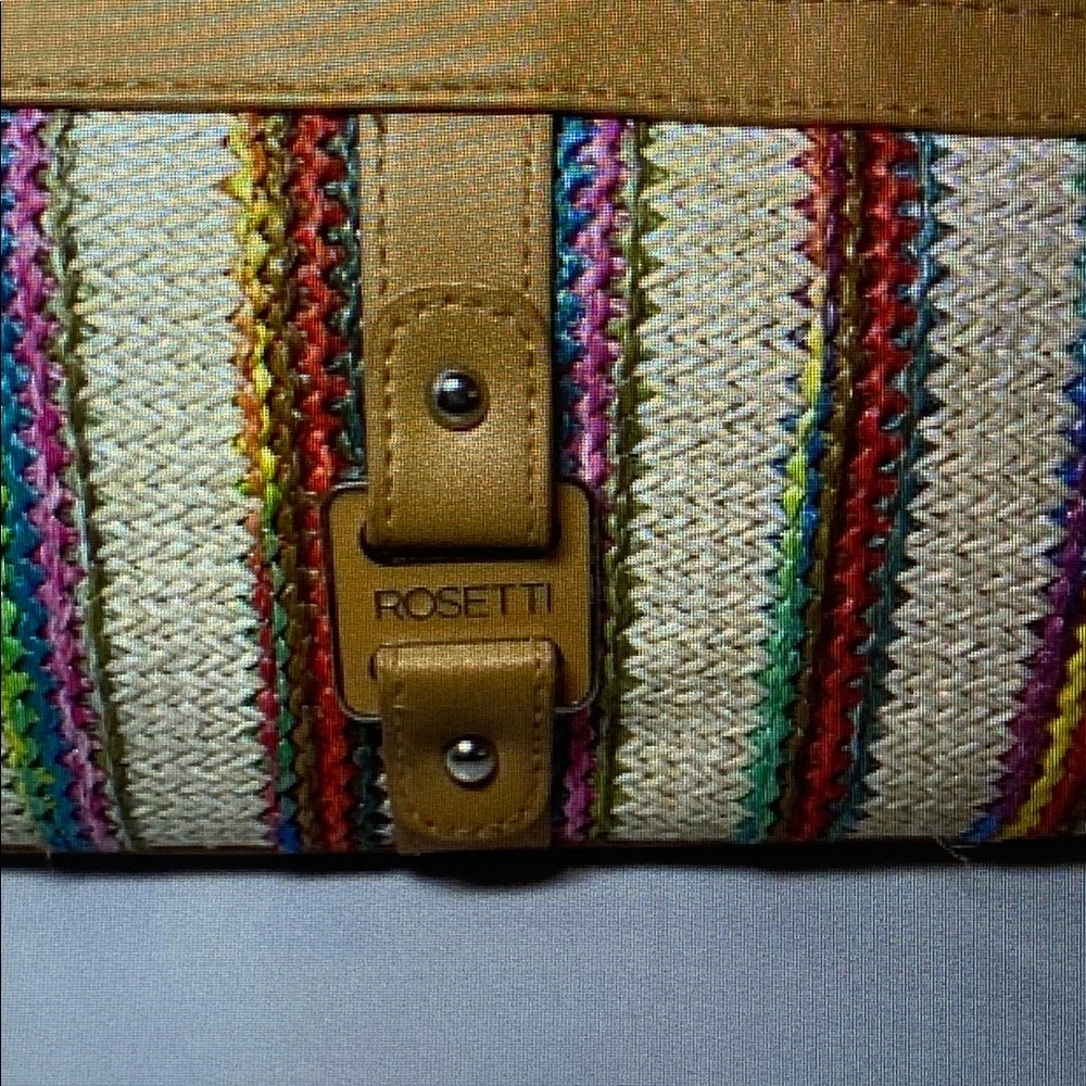 Rosetti Multicolored Woven With Pleather Trim Shoulder Bag Handbag